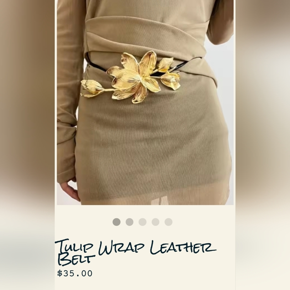 Gold Tulip Wrap Leather Belt